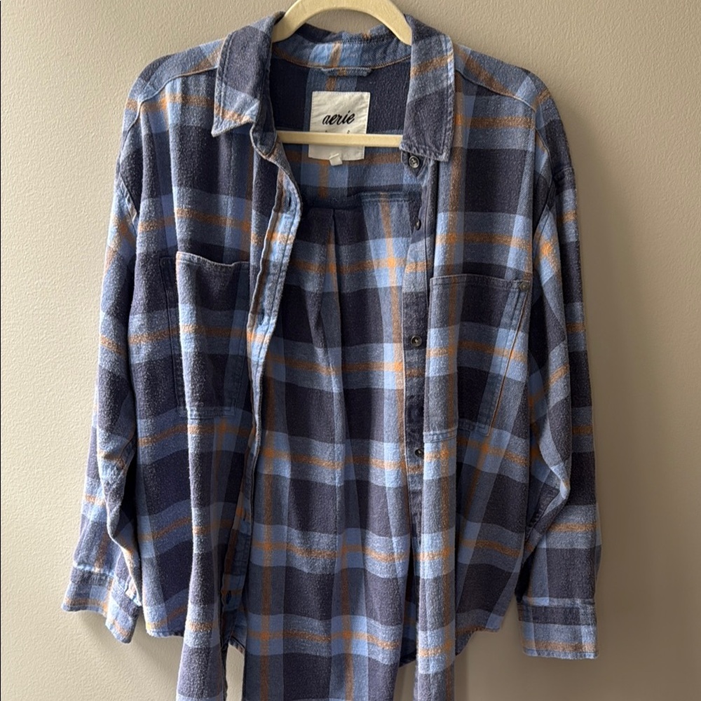 Aerie flannel - blue and orange